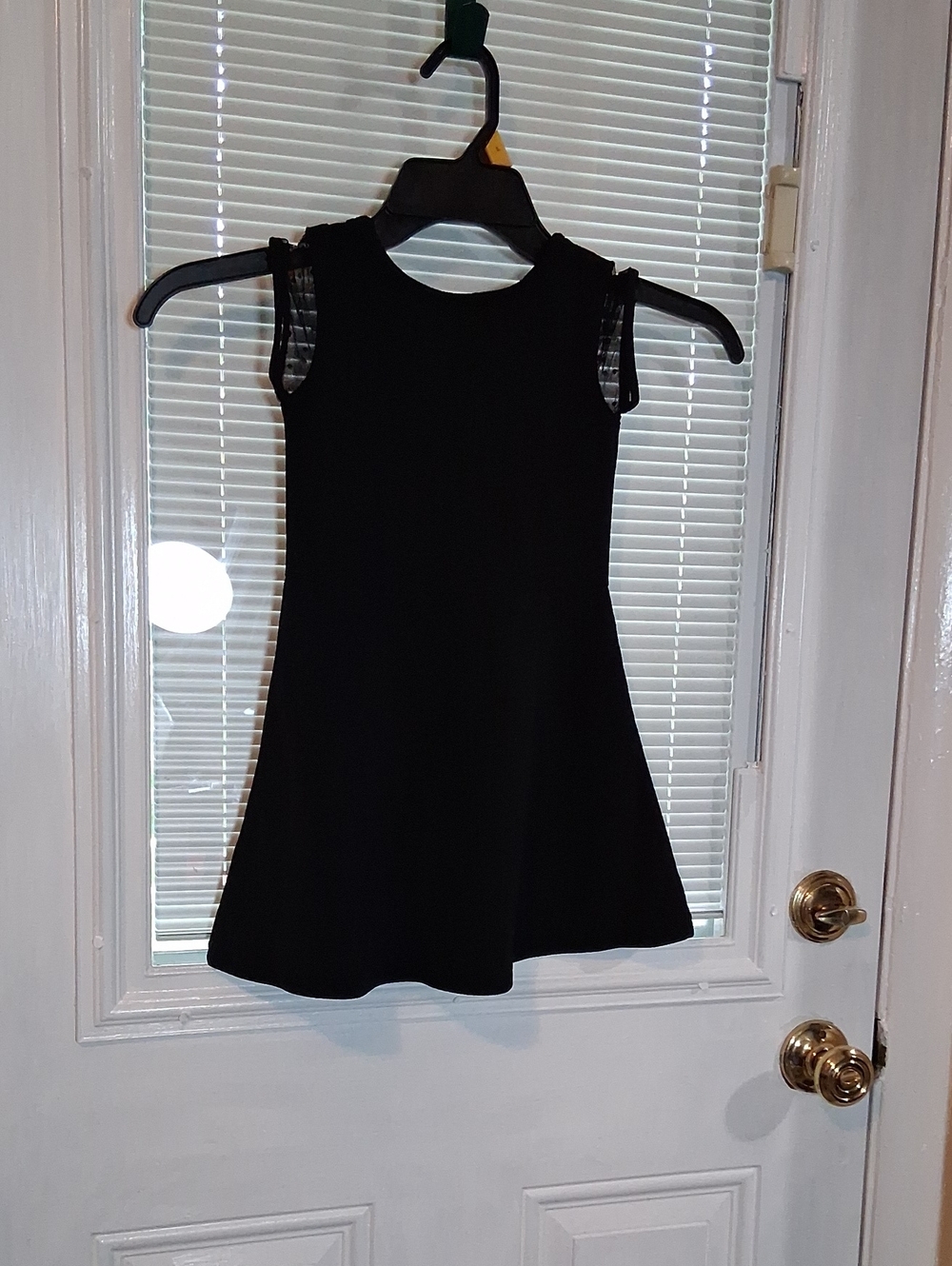 The Children's Place Black Sleeveless A-Line Dress with Mesh Trim